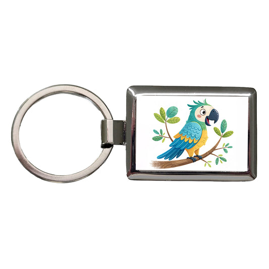 Parrot Children's Illustration Style Rectangle Metal Keychain
