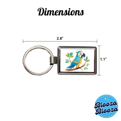 Parrot Children's Illustration Style Rectangle Metal Keychain