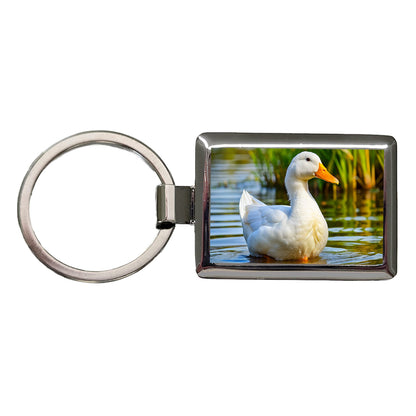Pekin Duck Rectangle Metal Keychain