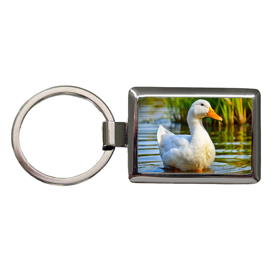 Pekin Duck Rectangle Metal Keychain