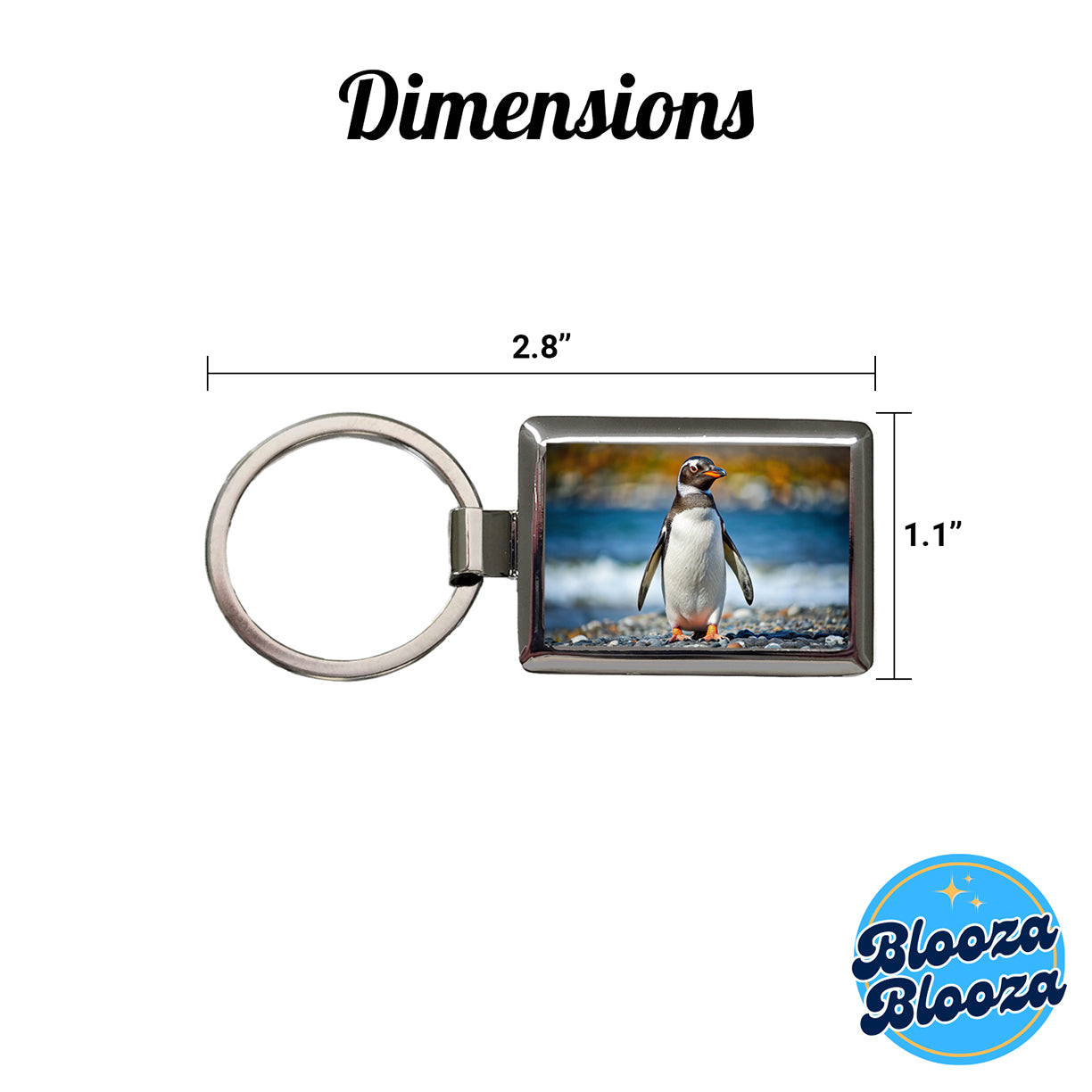 Penguin Rectangle Metal Keychain