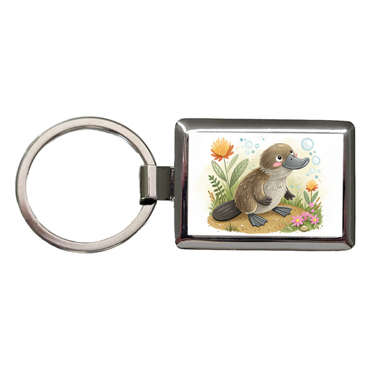 Platypus Children's Illustration Style Rectangle Metal Keychain