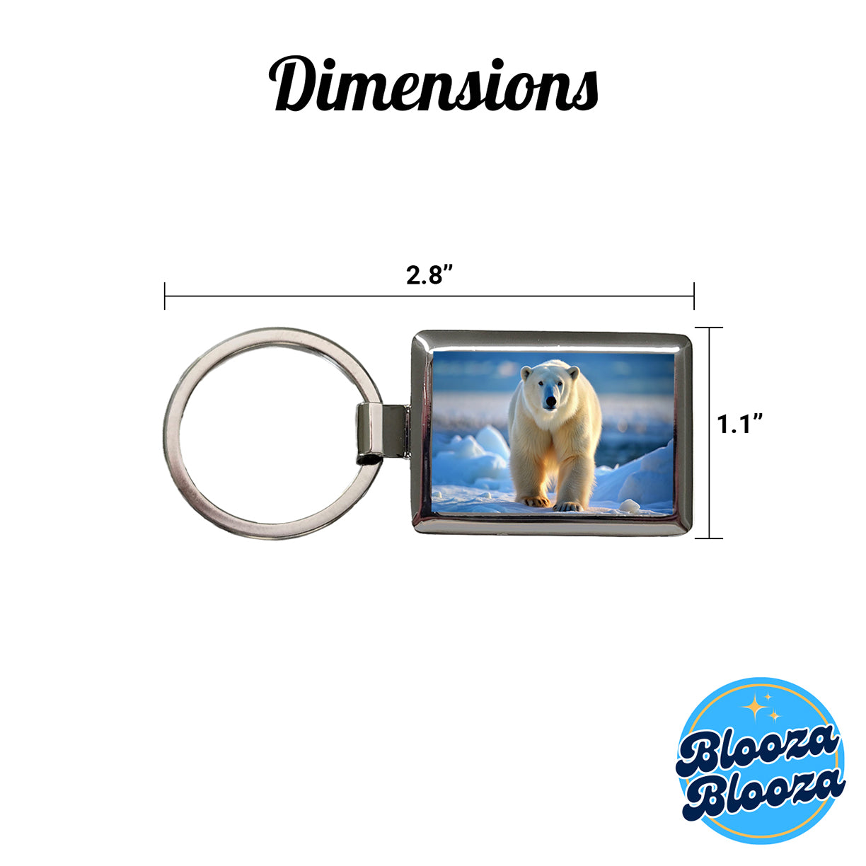 Polar Bear Rectangle Metal Keychain
