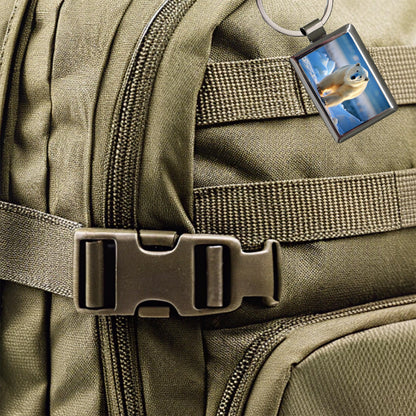 Polar Bear Rectangle Metal Keychain