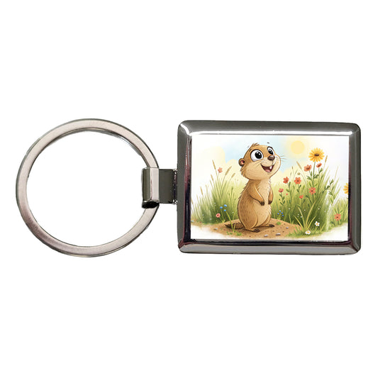 Prairie Dog Children's Illustration Style Rectangle Metal Keychain