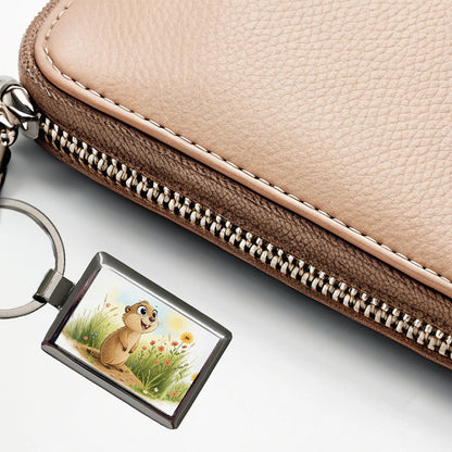 Prairie Dog Children's Illustration Style Rectangle Metal Keychain
