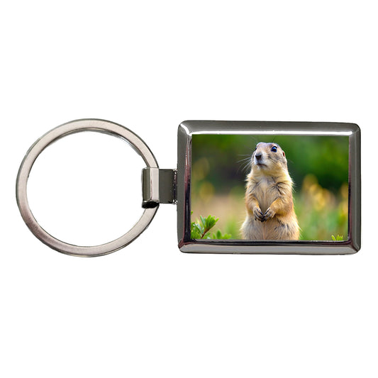 Prairie Dog Rectangle Metal Keychain