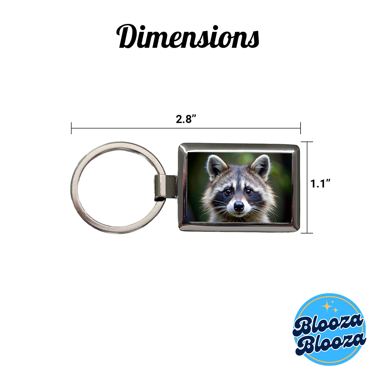 Raccoon Face Rectangle Metal Keychain