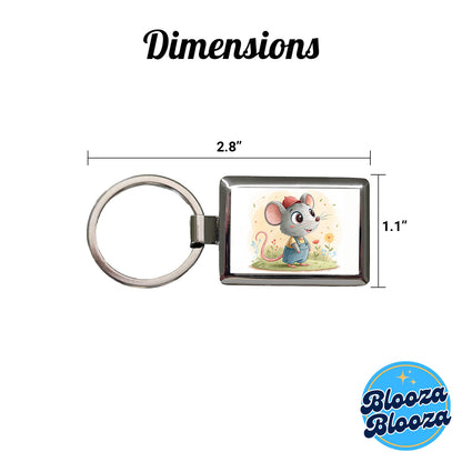 Rat Children's Illustration Style Rectangle Metal Keychain