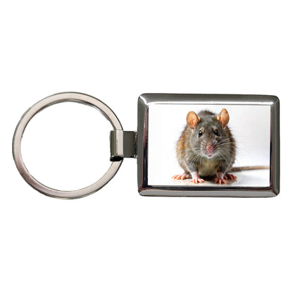 Rat Rectangle Metal Keychain