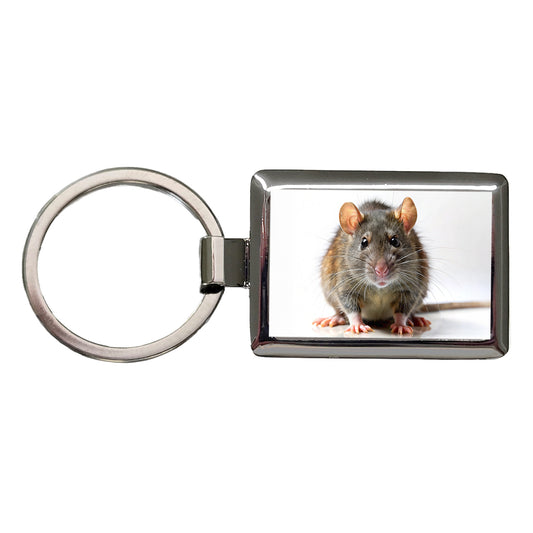 Rat Rectangle Metal Keychain