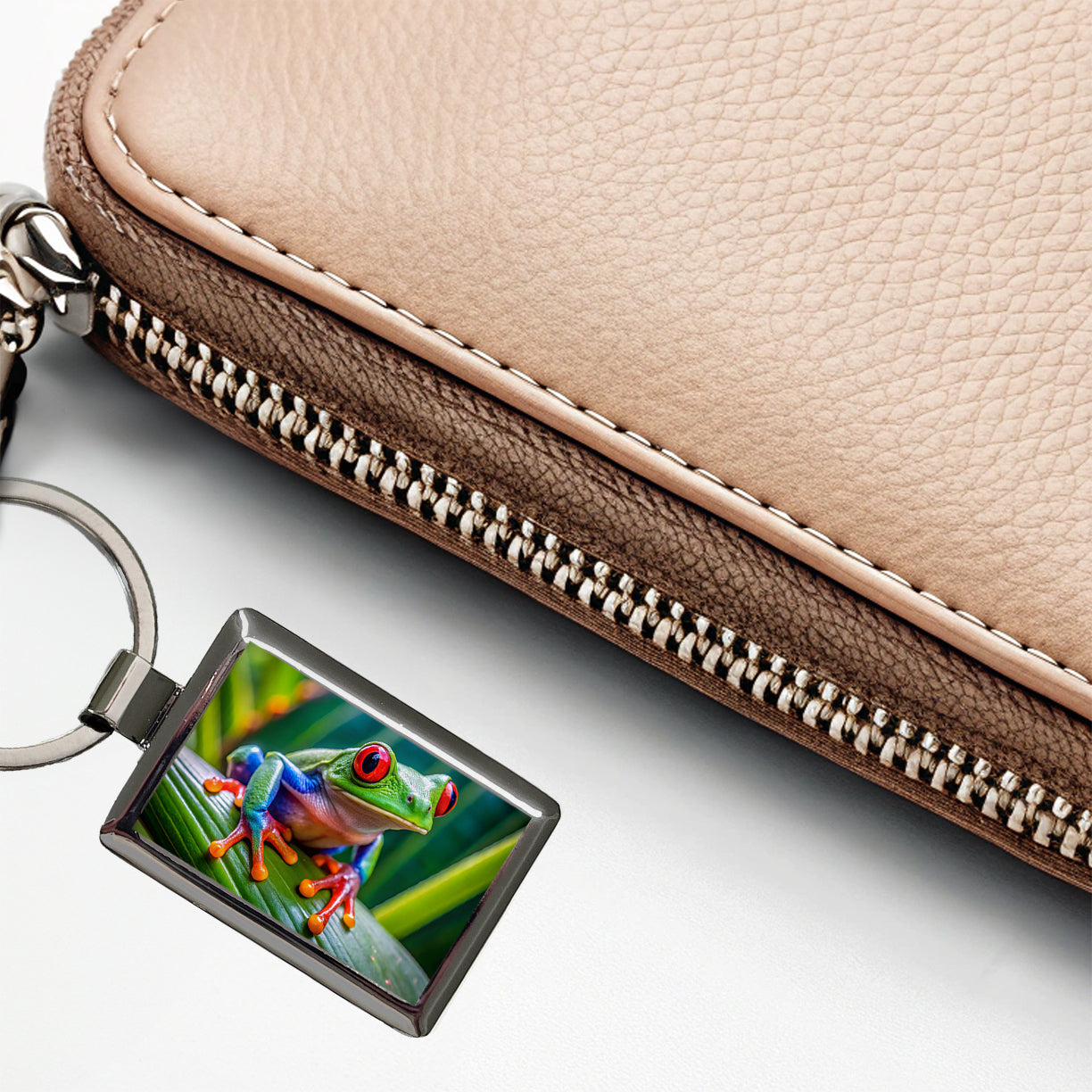 Red Eyed Tree Frog Rectangle Metal Keychain