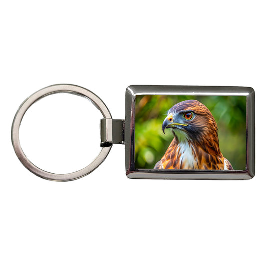 Red-Tailed Hawk Raptor Bird Of Prey Rectangle Metal Keychain