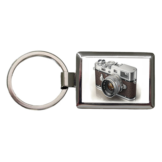 Retro 35mm Photography Camera Rectangle Metal Keychain