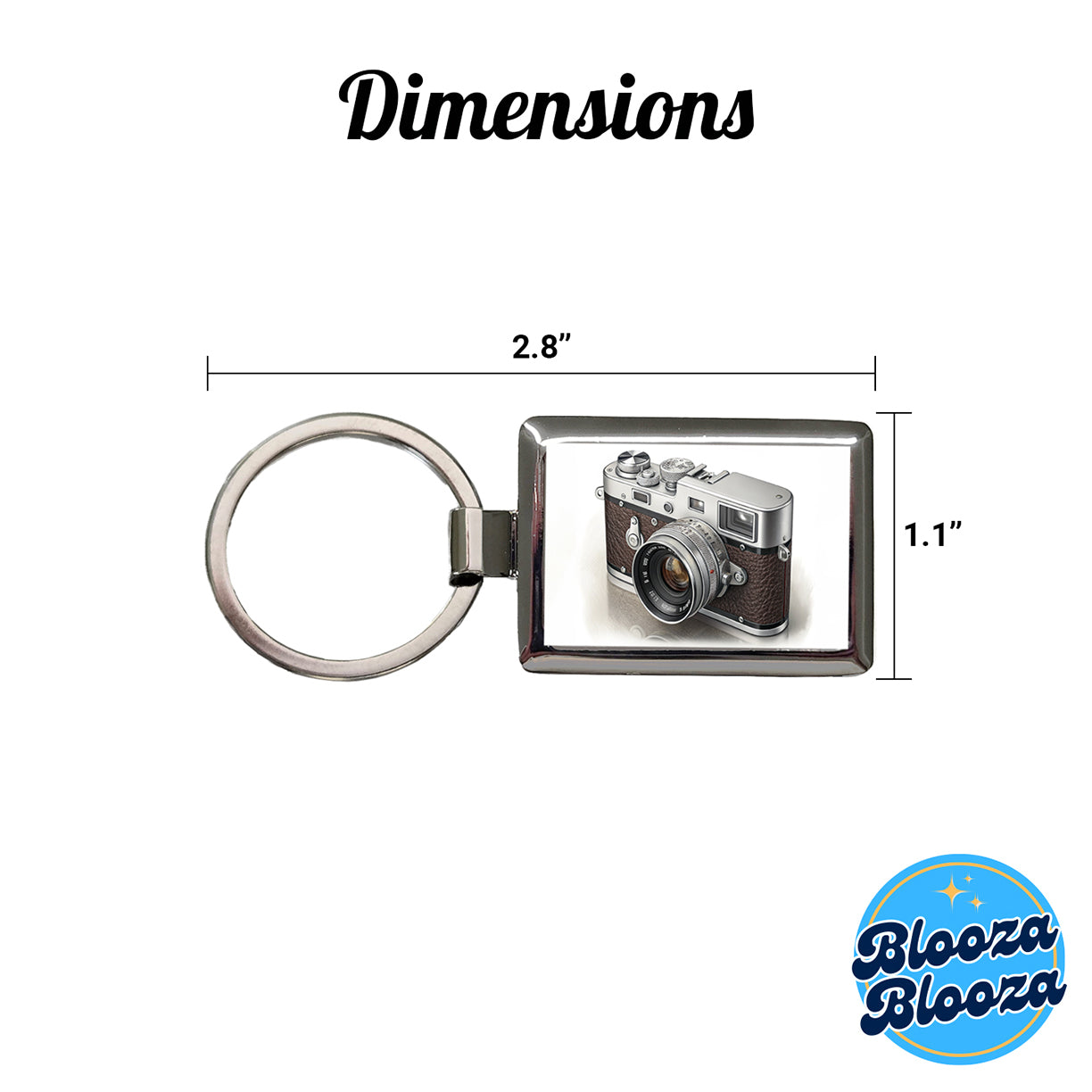 Retro 35mm Photography Camera Rectangle Metal Keychain