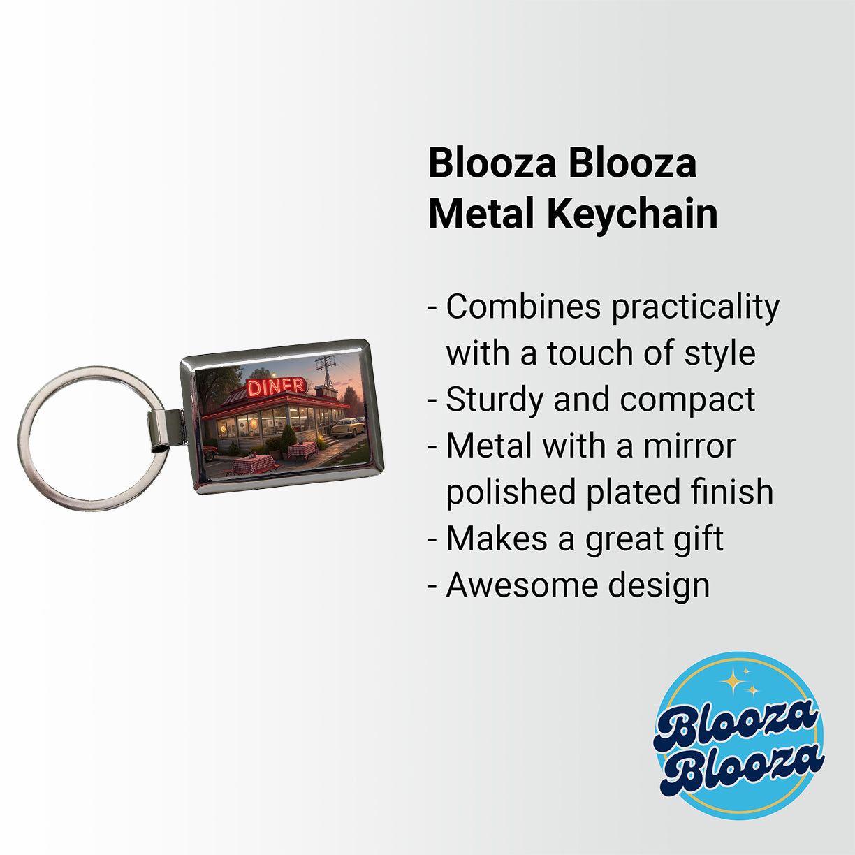 Retro Classic Roadside Dinner With Neon Sign Rectangle Metal Keychain