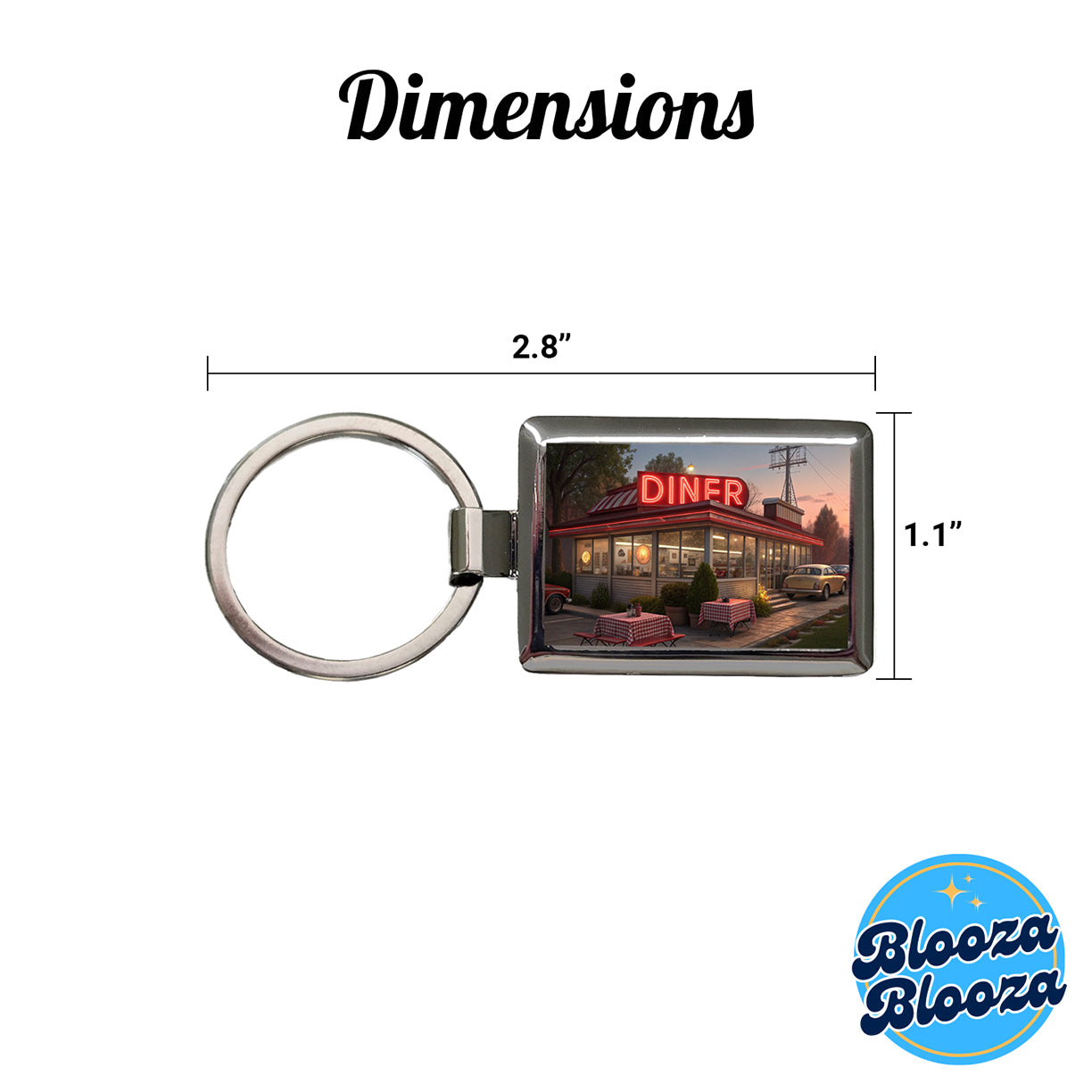 Retro Classic Roadside Dinner With Neon Sign Rectangle Metal Keychain