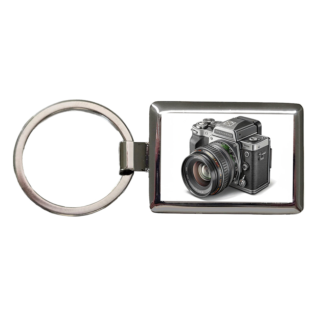 Retro Medium Format Photography Camera Rectangle Metal Keychain