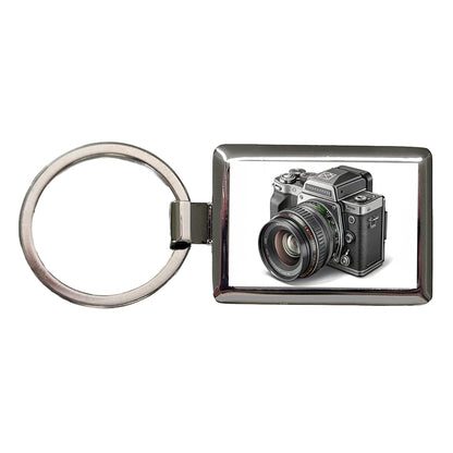 Retro Medium Format Photography Camera Rectangle Metal Keychain