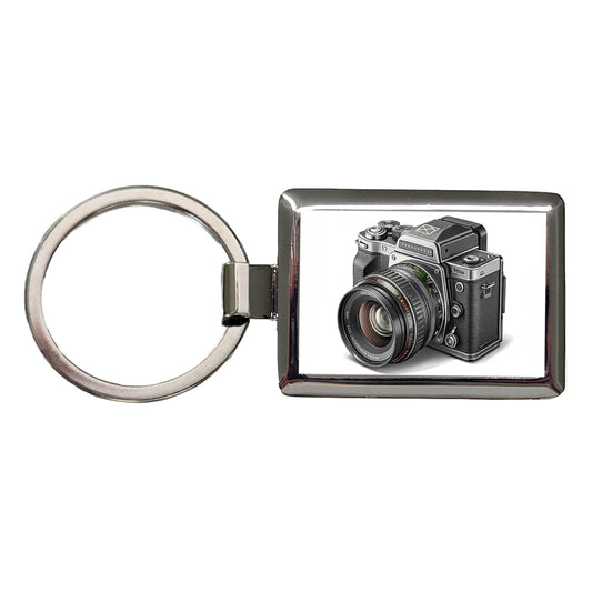 Retro Medium Format Photography Camera Rectangle Metal Keychain