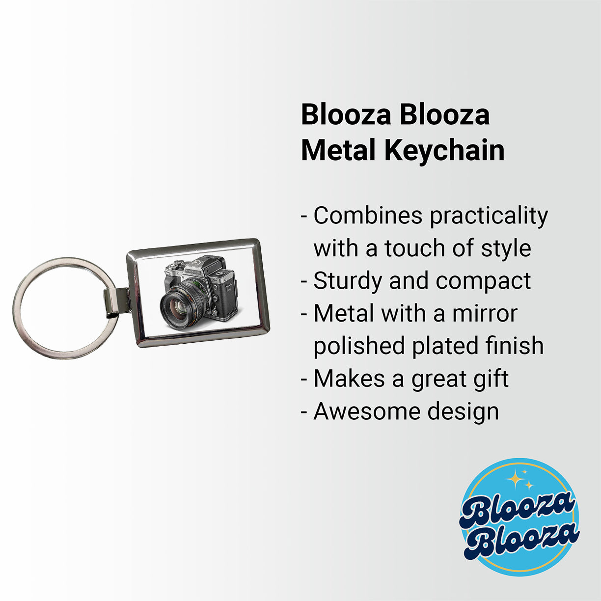 Retro Medium Format Photography Camera Rectangle Metal Keychain