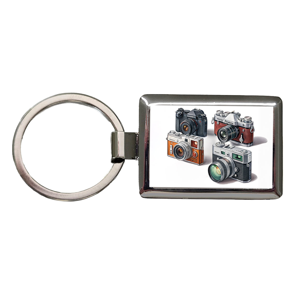 Retro Photography Cameras Rectangle Metal Keychain