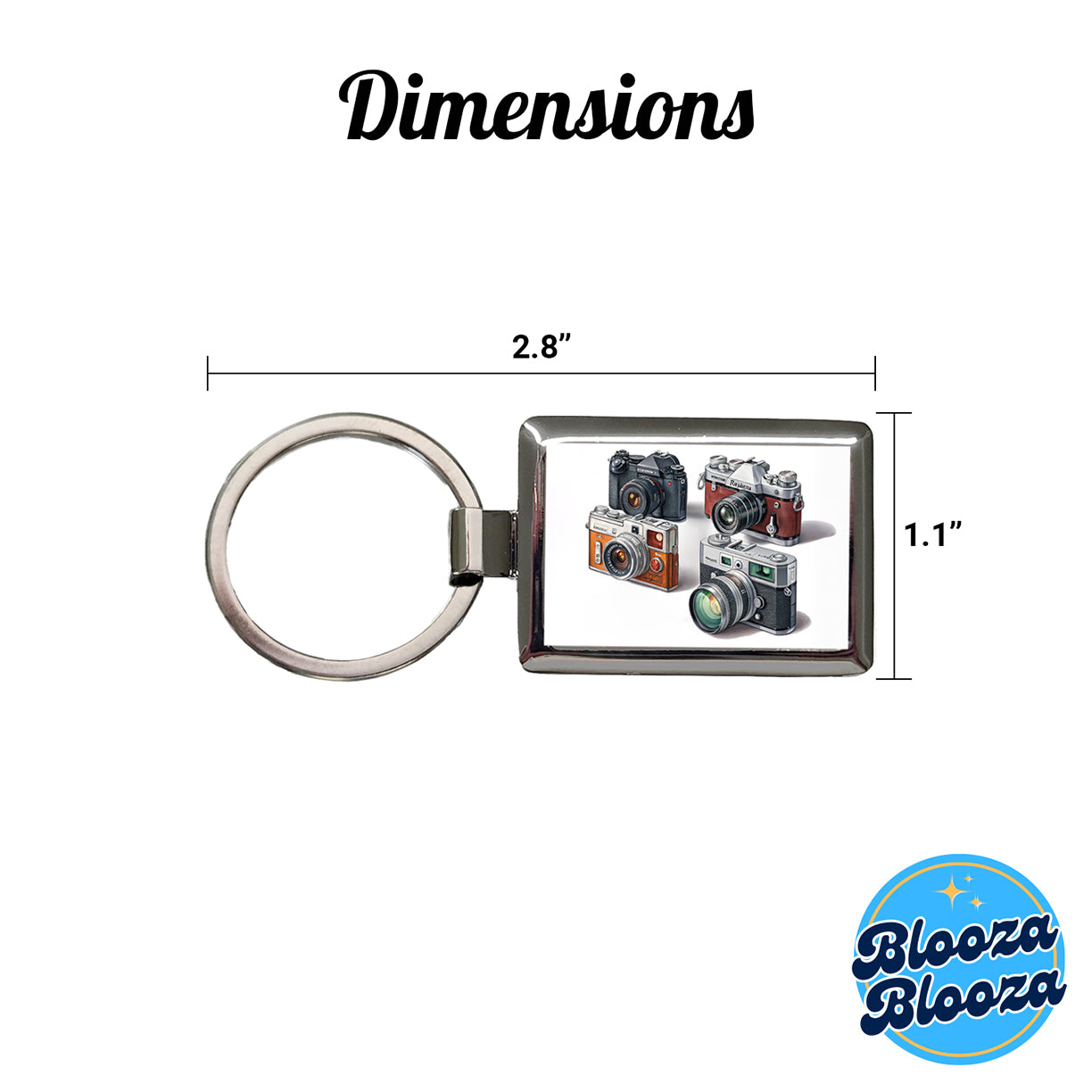 Retro Photography Cameras Rectangle Metal Keychain