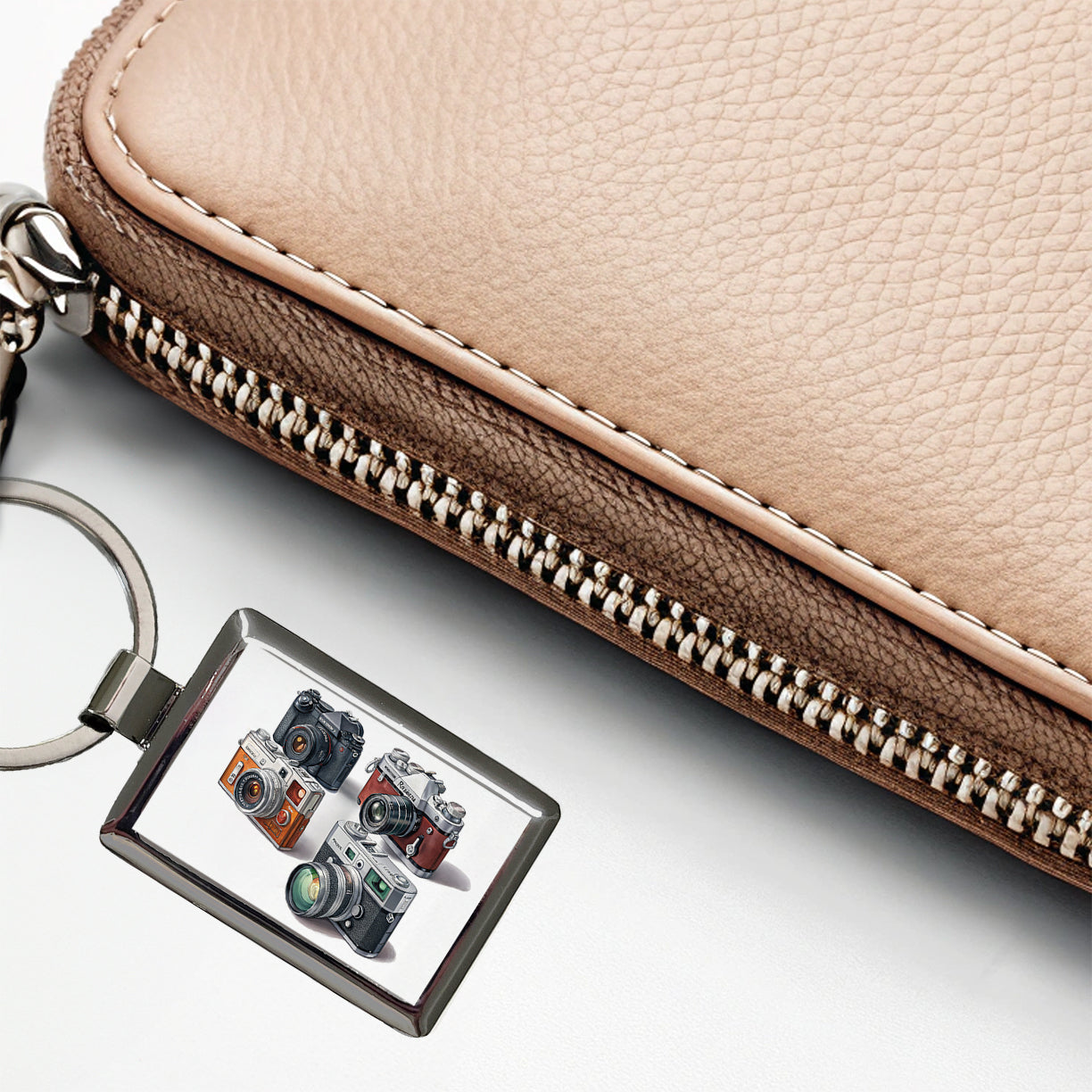 Retro Photography Cameras Rectangle Metal Keychain