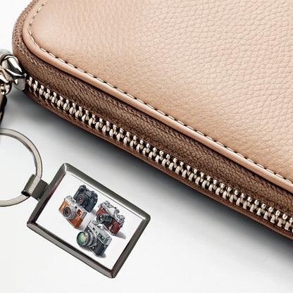 Retro Photography Cameras Rectangle Metal Keychain