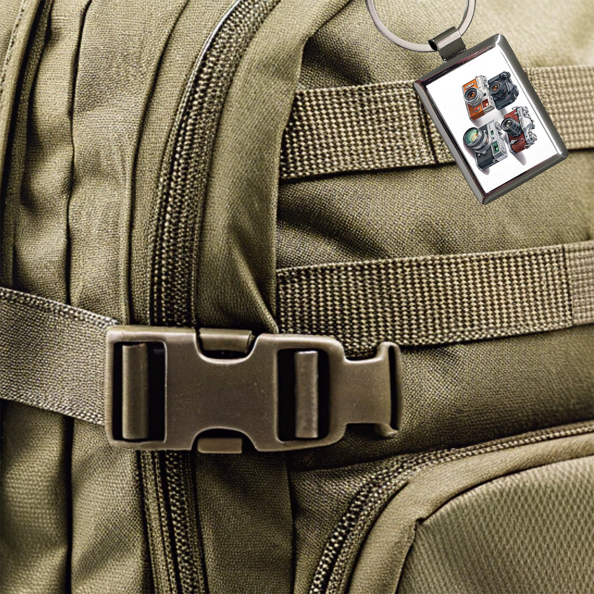Retro Photography Cameras Rectangle Metal Keychain