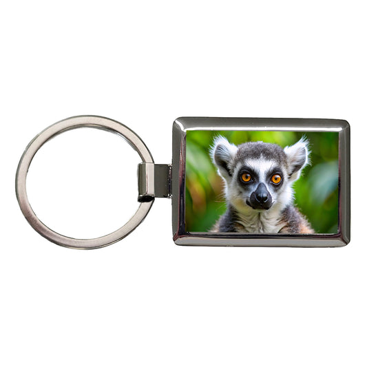 Ring-Tailed Lemur Rectangle Metal Keychain