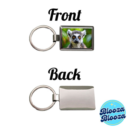 Ring-Tailed Lemur Rectangle Metal Keychain