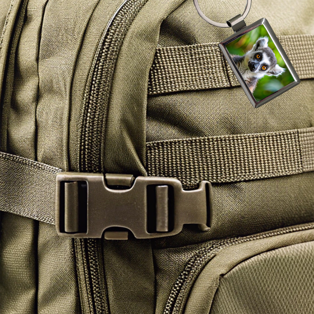 Ring-Tailed Lemur Rectangle Metal Keychain