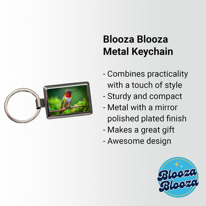 Ruby Throated Hummingbird Backyard Bird Rectangle Metal Keychain