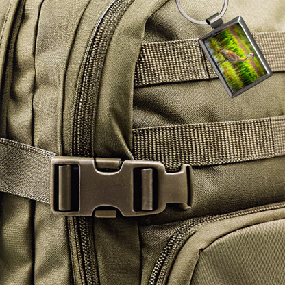 Sandhill Crane Rectangle Metal Keychain