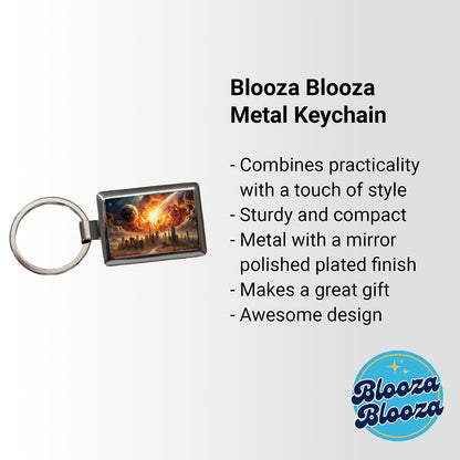Sci-fi Doomsday End of the World Explosion Rectangle Metal Keychain