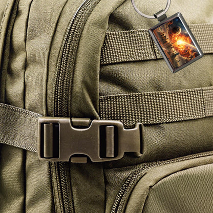 Sci-fi Doomsday End of the World Explosion Rectangle Metal Keychain