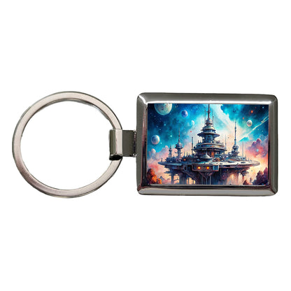 Sci-fi Military Space Station Rectangle Metal Keychain