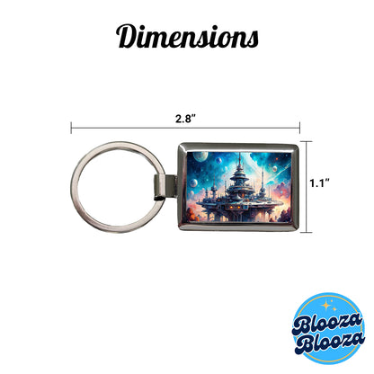 Sci-fi Military Space Station Rectangle Metal Keychain