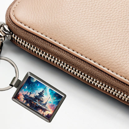 Sci-fi Military Space Station Rectangle Metal Keychain