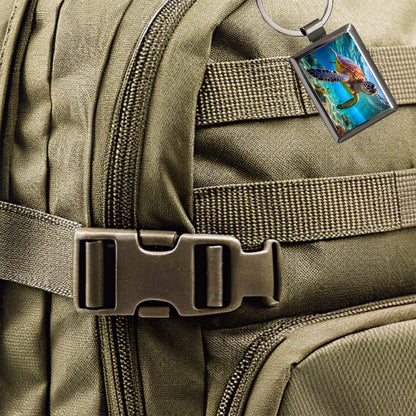 Sea Turtle Rectangle Metal Keychain