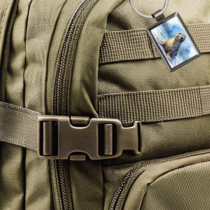 Seal Watercolor Rectangle Metal Keychain