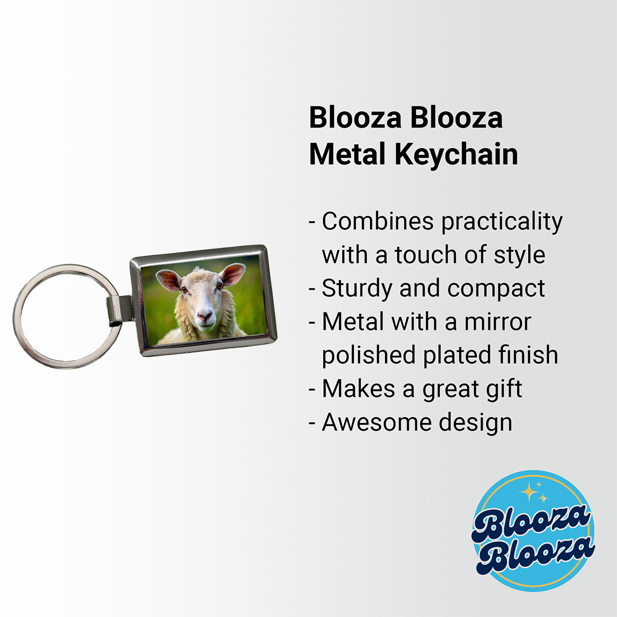 Sheep Rectangle Metal Keychain