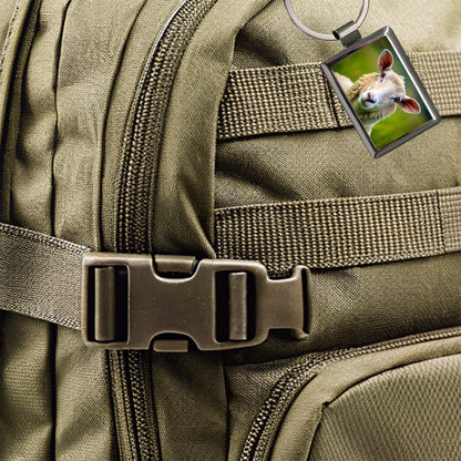 Sheep Rectangle Metal Keychain