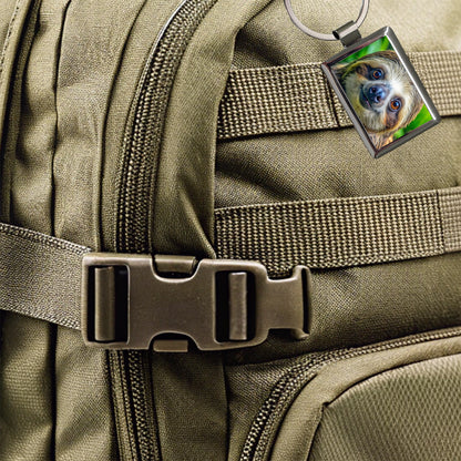 Sloth Face Rectangle Metal Keychain