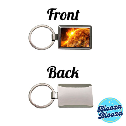 Solar Flare on the Sun Sci-fi Rectangle Metal Keychain