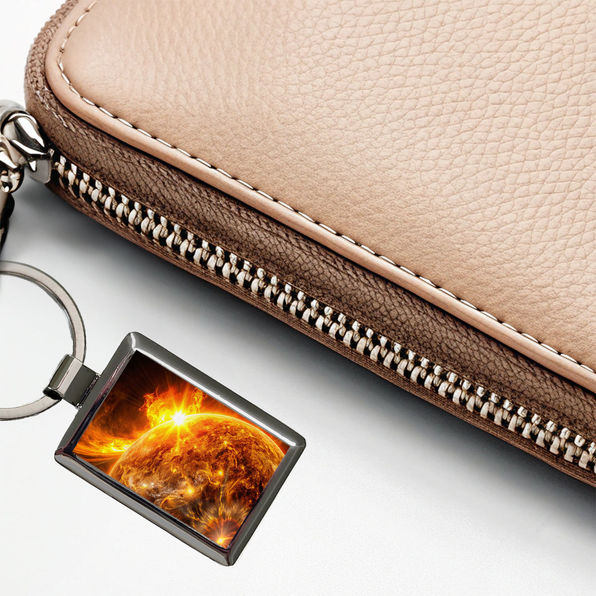 Solar Flare on the Sun Sci-fi Rectangle Metal Keychain