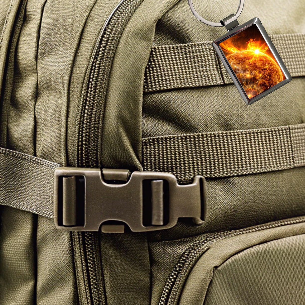 Solar Flare on the Sun Sci-fi Rectangle Metal Keychain