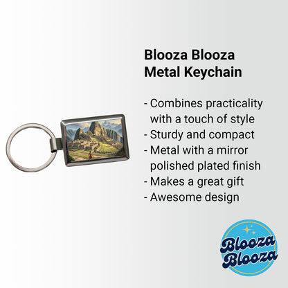 South American Inca Empire Rectangle Metal Keychain