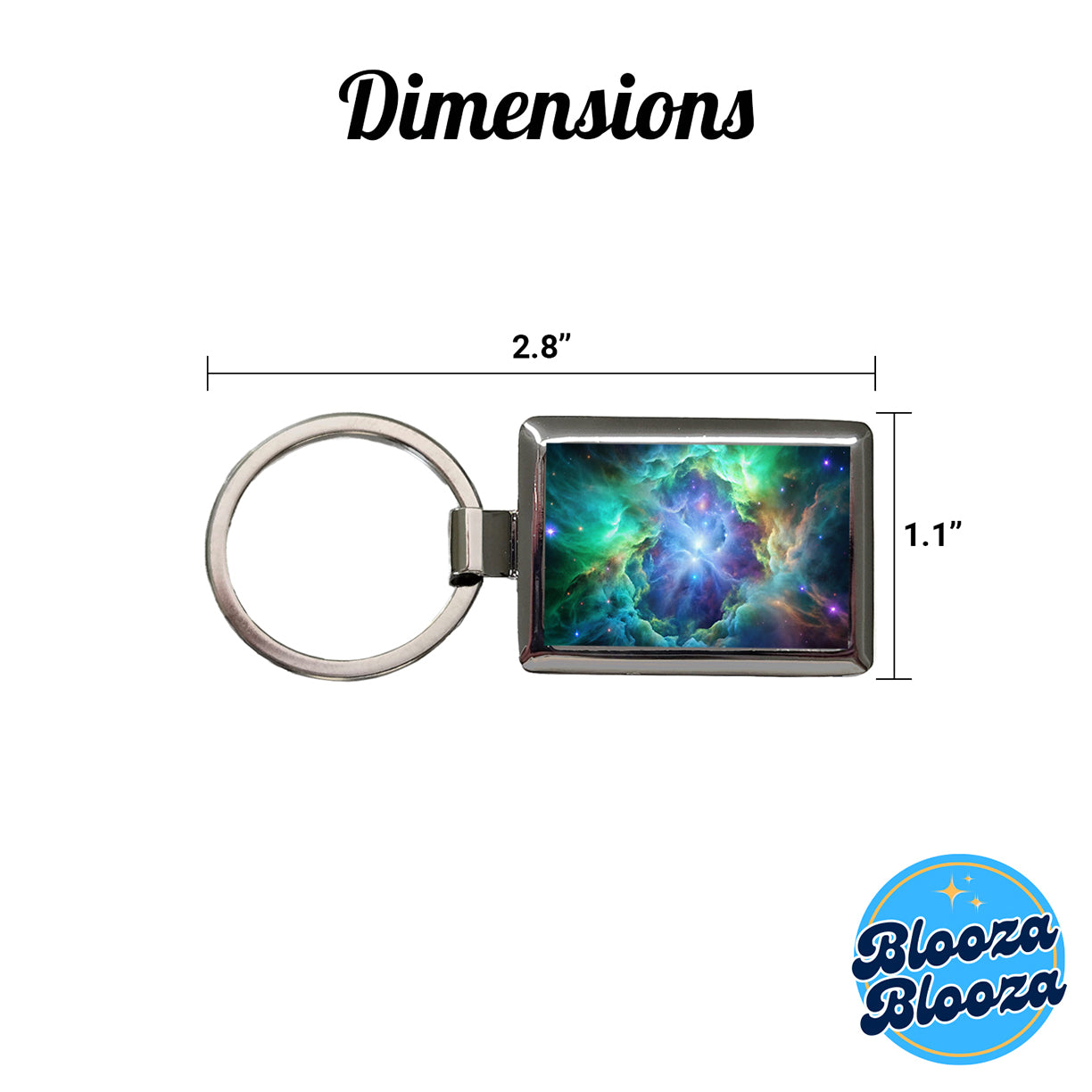 Space Galaxy Nebula Blue Purple Green Rectangle Metal Keychain